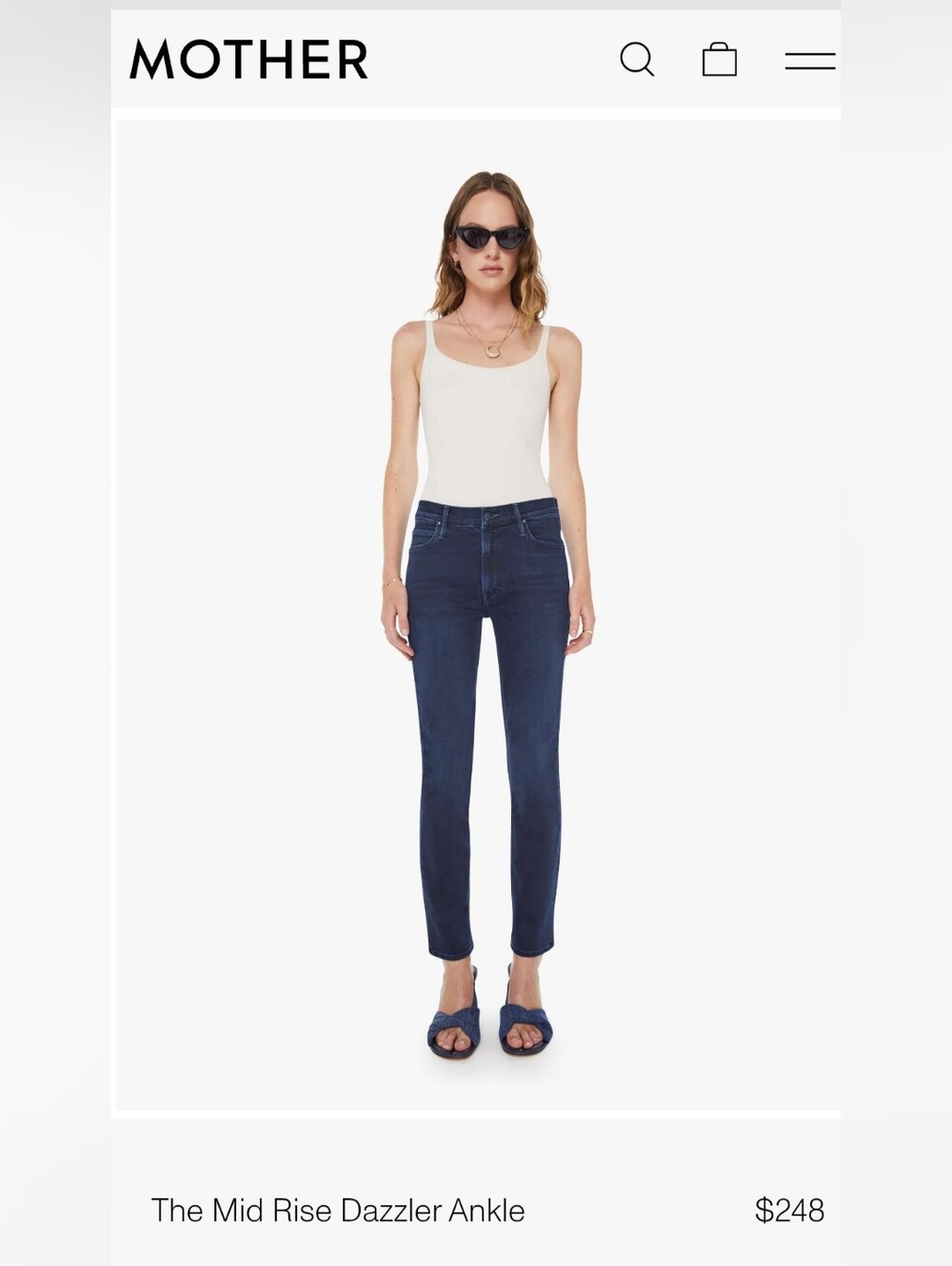 MOTHER Mid-rise Dazzler Ankle Jeans